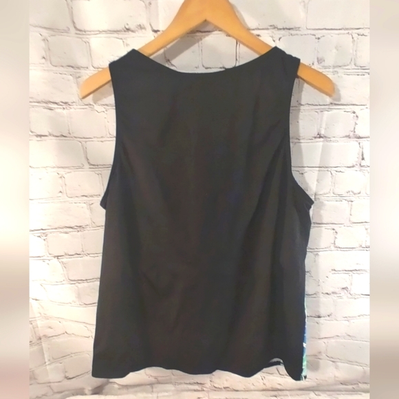 Lands' End High Neck Swim Tankini Floral Tropical Swim Top 18 - Picture 2 of 5